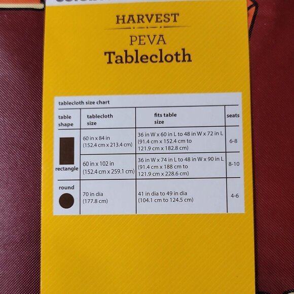 Harvest Peva Tablecloth 60x102 Rectangle Thanksgiving Pumpkin Pie Pattern Fall - Picture 4 of 4